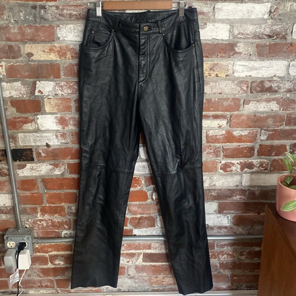 Colebrook & Co. Vintage  Black Leather Straight Leg Pants Size 10